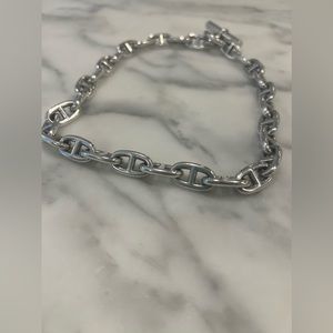 Hermes sterling silver chain necklace; original; lightly worn